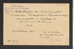 k.k. naturhistorisches Hofmuseum, Intendanzakten 1885-1896 (Hauer), Aktenzahl Z.37/1891, Seite 1